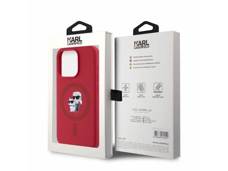 Karl Lagerfeld Klhmp15lscmkcrhr Hülle Für Apple Iphone 15 Pro 6.1" Rot Hartschale Aus Silikon Karl&Choupette Heads Ring