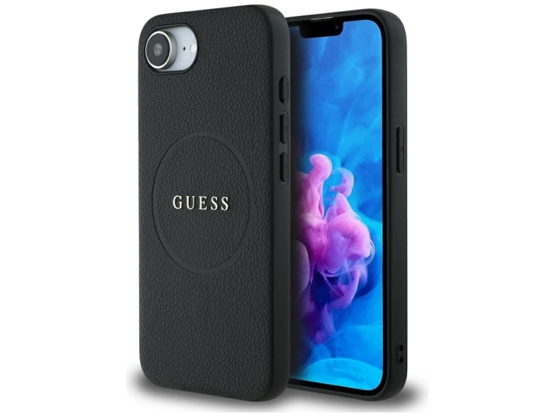 Guess Tasche Für Apple Iphone 16E (Se 4 2025) Kompatibel Mit Magsafe Guhmpse4pghsmmk (Pu Grained Gold Ring) Schwarz