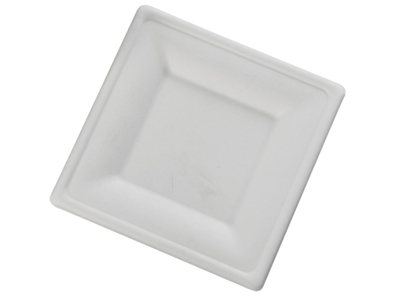 Fibertallerken, ABENA Gastro, 16x16x1,5cm, hvid, sukkerrør - (10 stk.)