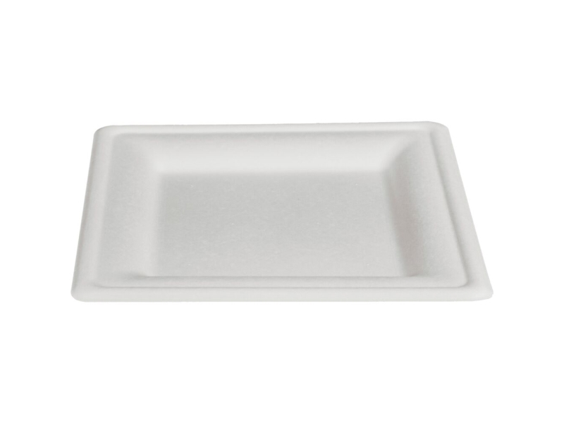 Fibertallerken, ABENA Gastro, 20x20x1,5cm, hvid, sukkerrør - (10 stk.)