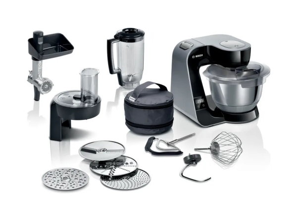 Bosch MUM5XC4E, 3,9 l, Svart, 1,1 m, 4 diskar, LED, Rostfritt stål