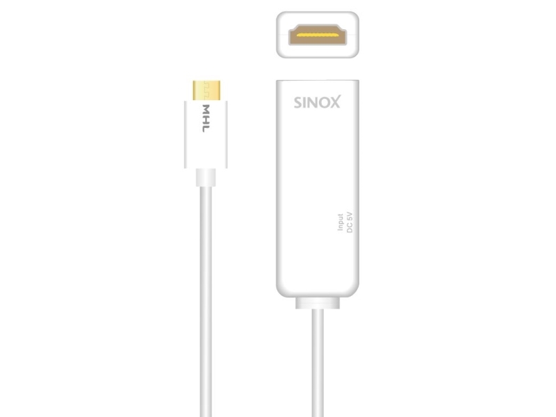 Sinox i-Media - Video / lyd adapter - MHL / HDMI - 5 pin Micro-USB (MHL) (han) til HDMI, Micro-USB Type B (kun strøm) (hun) - 20 cm