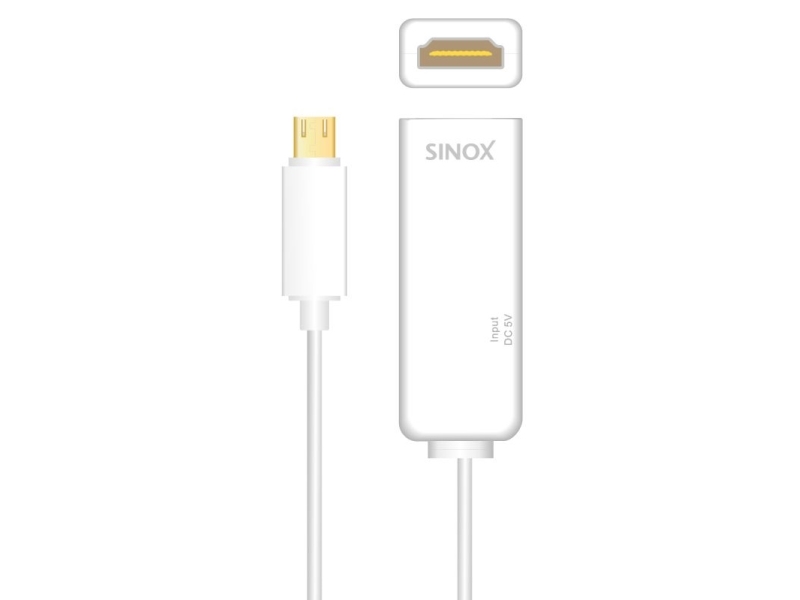 Sinox i-Media - Video / lyd adapter - MHL / HDMI - 5 pin Micro-USB (MHL) (han) til HDMI, Micro-USB Type B (kun strøm) (hun) - 20 cm