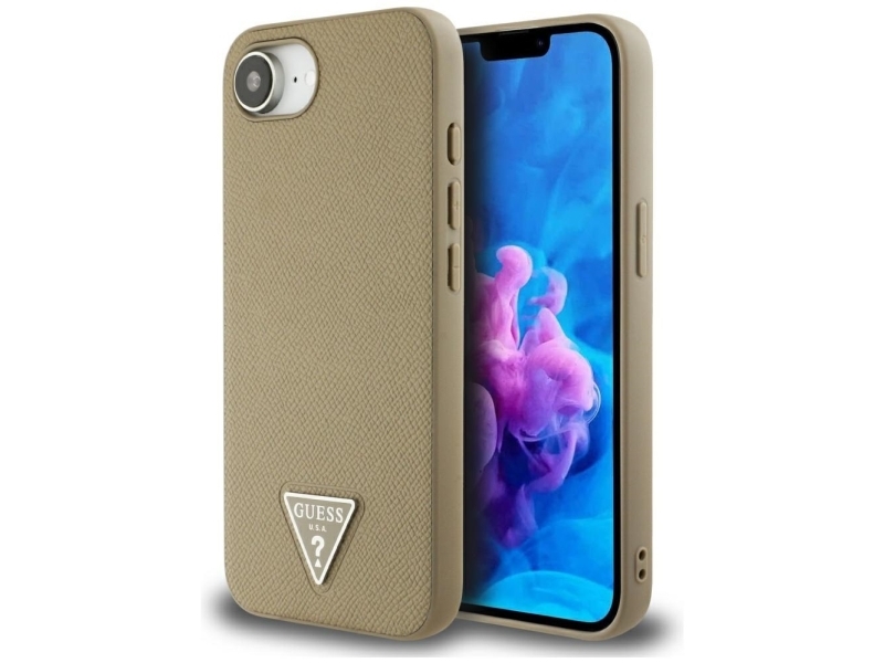 Guess Grained Triangle Magsafe Dėklas Iphone 16E - Ruda