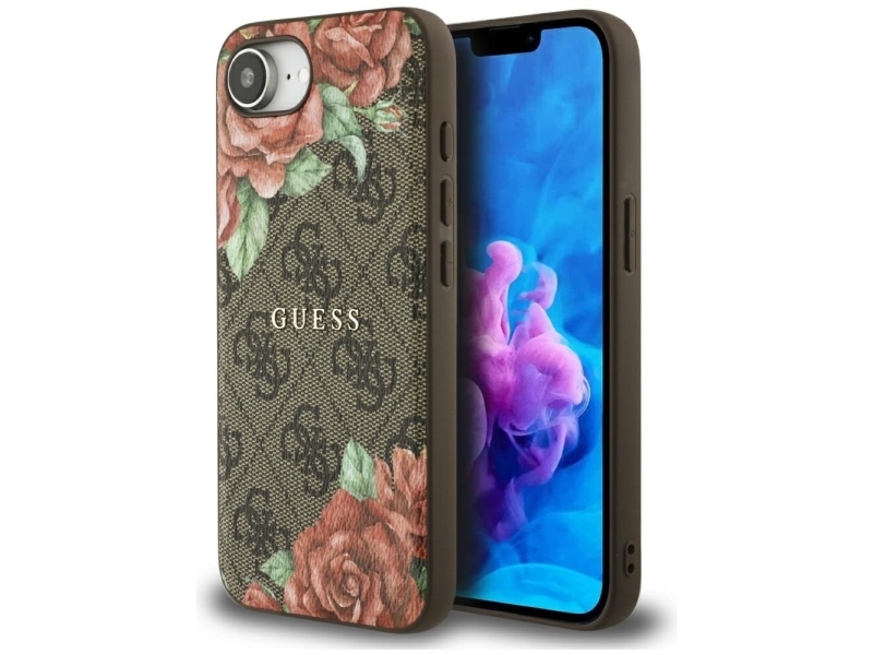 Guess 4G Flowers Magsafe Case Für Iphone 16E Braun