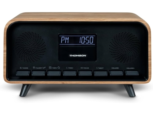 Thomson Wooden Wireless Lautsprecher Cosy Bluetooth Radio Fm Alarm Lcd 30W