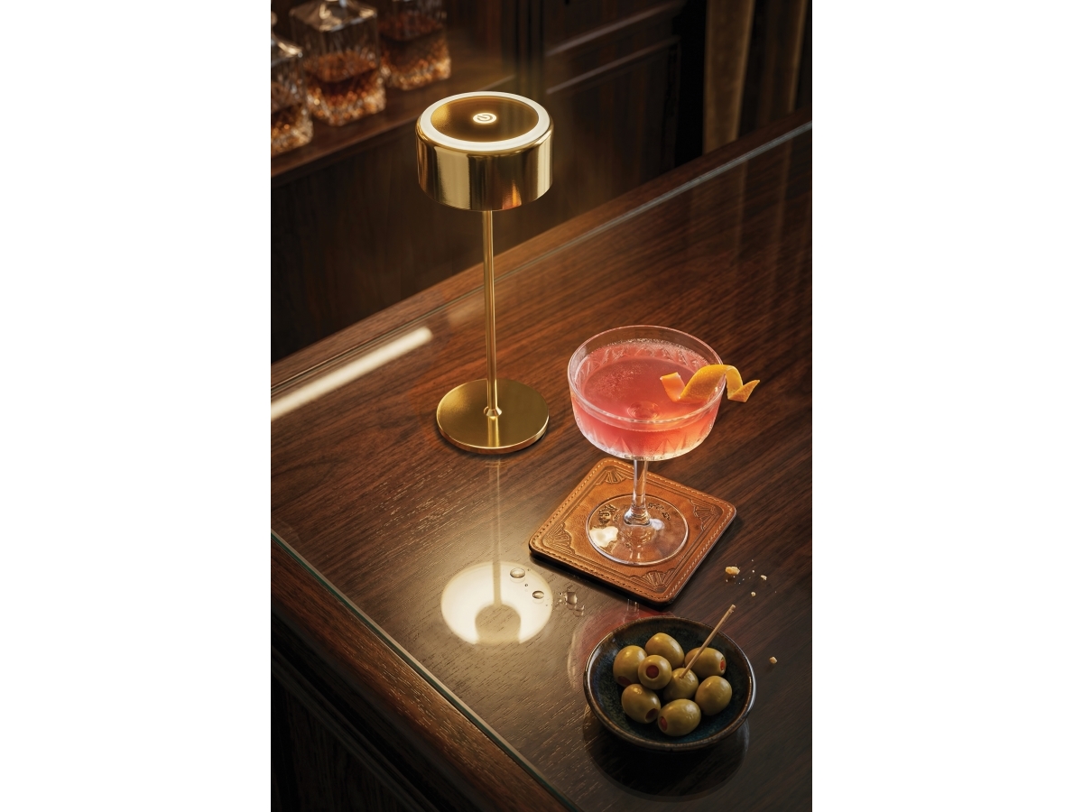 Securit® SIGNATURE LED-bordlampe, ledningsfri, dæmpbar, metallisk guld