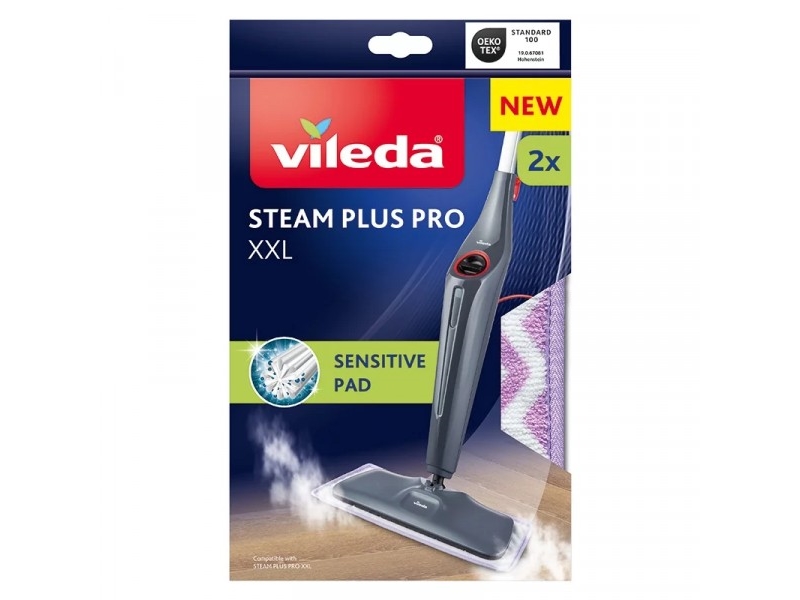 Vileda Steam Plus XXL Sensitive moppebetræk til dampmoppe i mikrofiber, 2 stk., hvid/lilla
