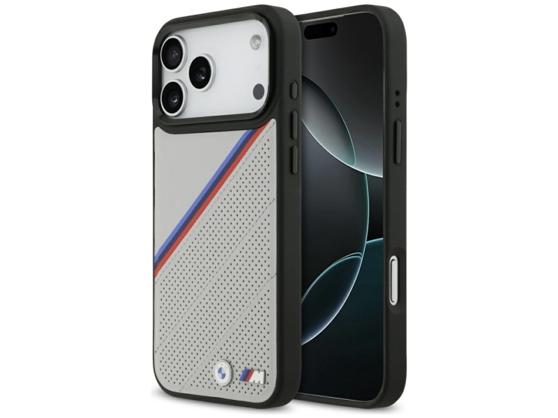 Bmw M Tricolor Metal-Logo Magsafe-Etui Til Iphone 17 Pro Max Grå