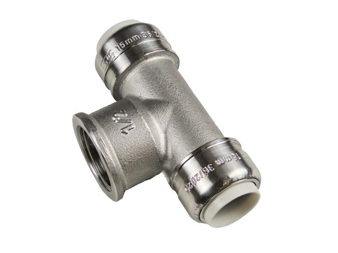 Tee QuickPush 22x3/4''x22mm t/indst 316L