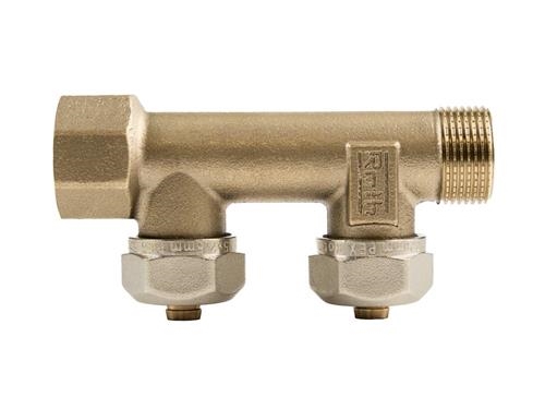 Roth fordelerrør 2 afg.x15mm euro-bronze