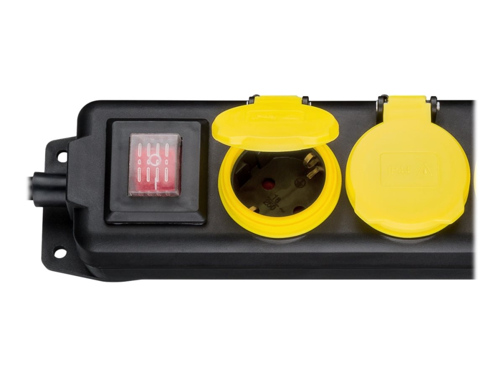 goobay - Stikdåse - AC 230 V - 3680 Watt - input: Type F - output-stikforbindelser: 5 (5 x strøm CEE 7/4) - 3 m ledning - sort, gul