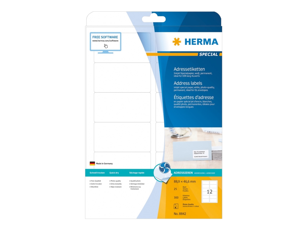 Herma Weiß Adressetikett 8842 88,9X46,6Mm Matt Ws 300 St./Pack. - Image 5
