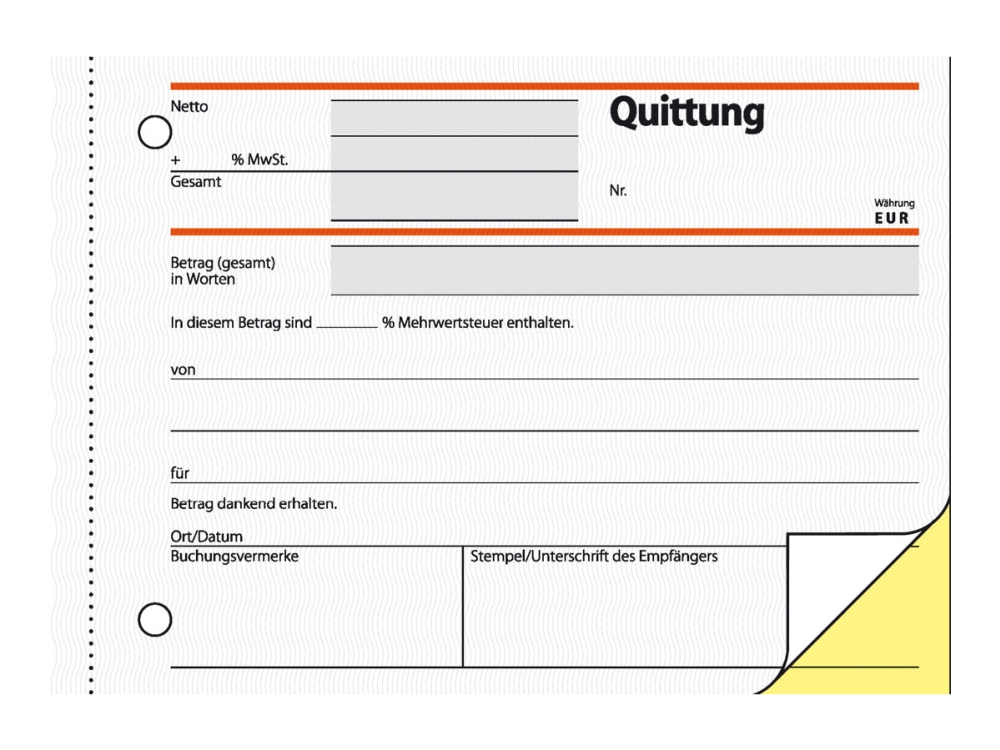 Sigel - Kvittering - 40 ark - A6 (105 x 148 mm) - landskab - duplikat - karbonfri