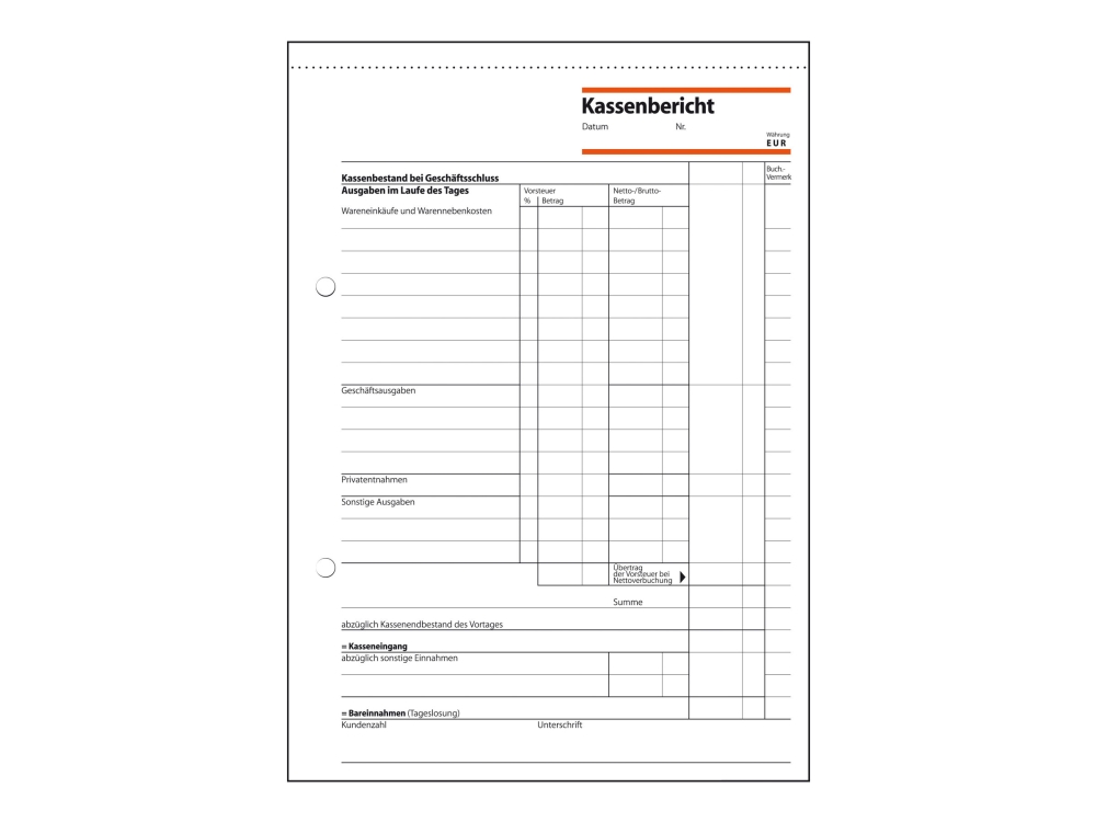 Sigel - Kontantrapport - 50 Ark - A5 (148 X 210 Mm)
