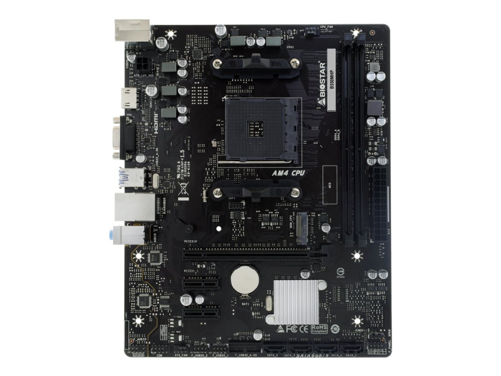 Biostar B550MHP - 6.0 - bundkort - micro ATX - Socket AM4 - AMD B550 Chipset - USB 3.2 Gen 1 - Gigabit LAN - onboard grafik (CPU påkrævet) - HD Audio