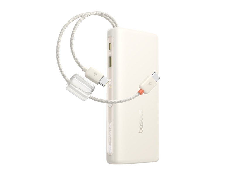 Baseus Powerbank 20000Mah 100W Mit Display Zwei Usb-C Kabel - Beige Powerbank 20000Mah 100W Mit Display Zwei Usb-C Kabel - Beige
