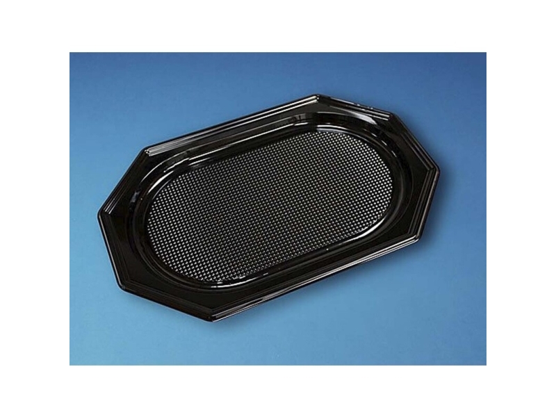 Cateringfad, Oval 450 X 300 X 25 Mm, A-Pet, Sort, Medium Karton A 10 X 10 Stk Fødevaregodkendt