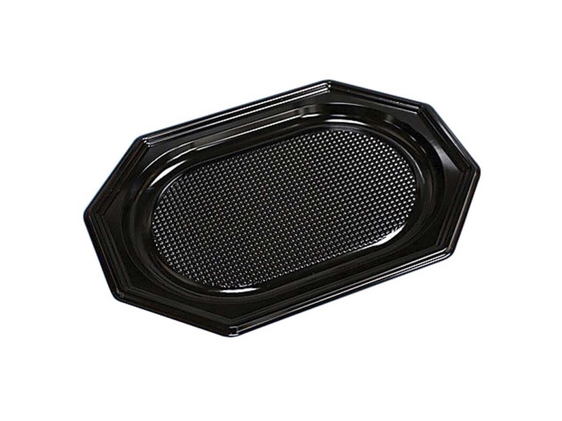 Cateringfad, Oval 350 X 250 X 20 Mm, A-Pet, Sort, Small Karton A 10 X 10 Stk Fødevaregodkendt