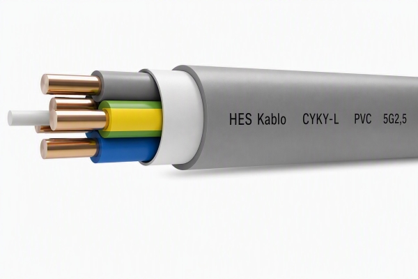 HES KABLO Installationskabel let, 5G2,5 mm2 grå PVC 300/500V ring 50 meter, kabeldiameter 10,4 mm - (50 meter)