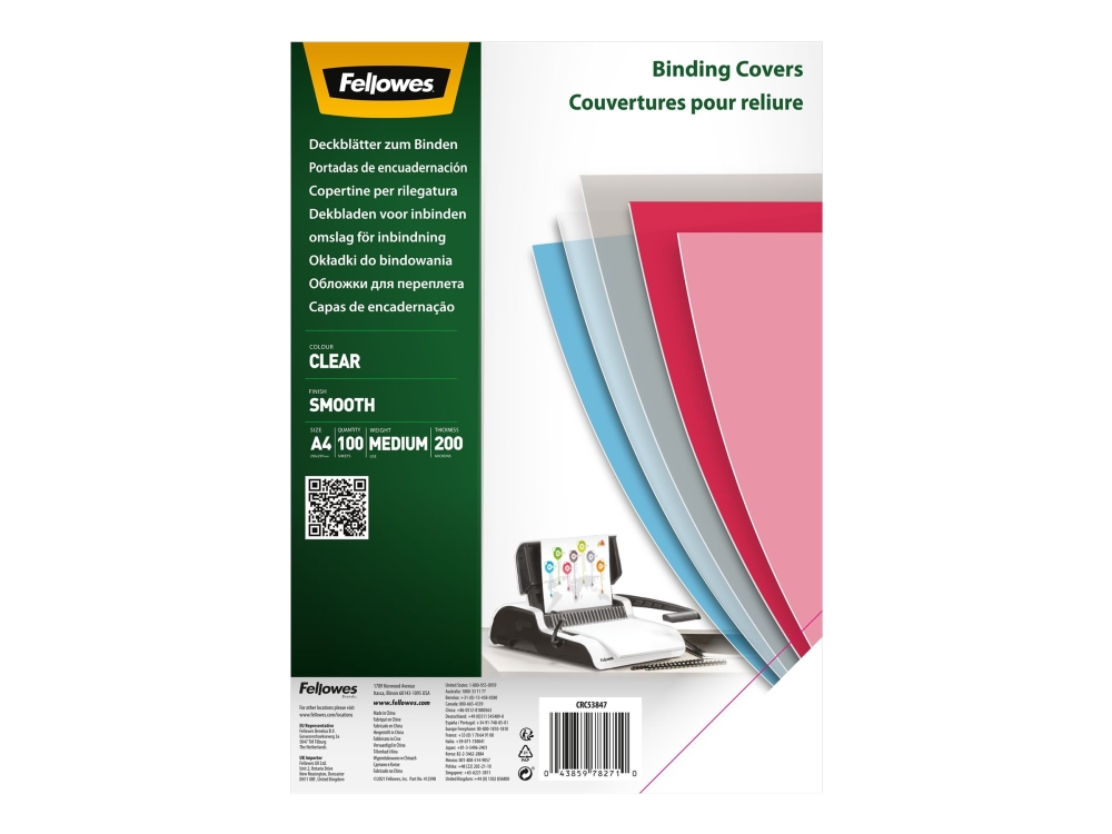 Fellowes - Polyetylen tereftalat (PET) - A4 (210 x 297 mm) - 200 micron - klar - 100 stk. indbindingsomslag