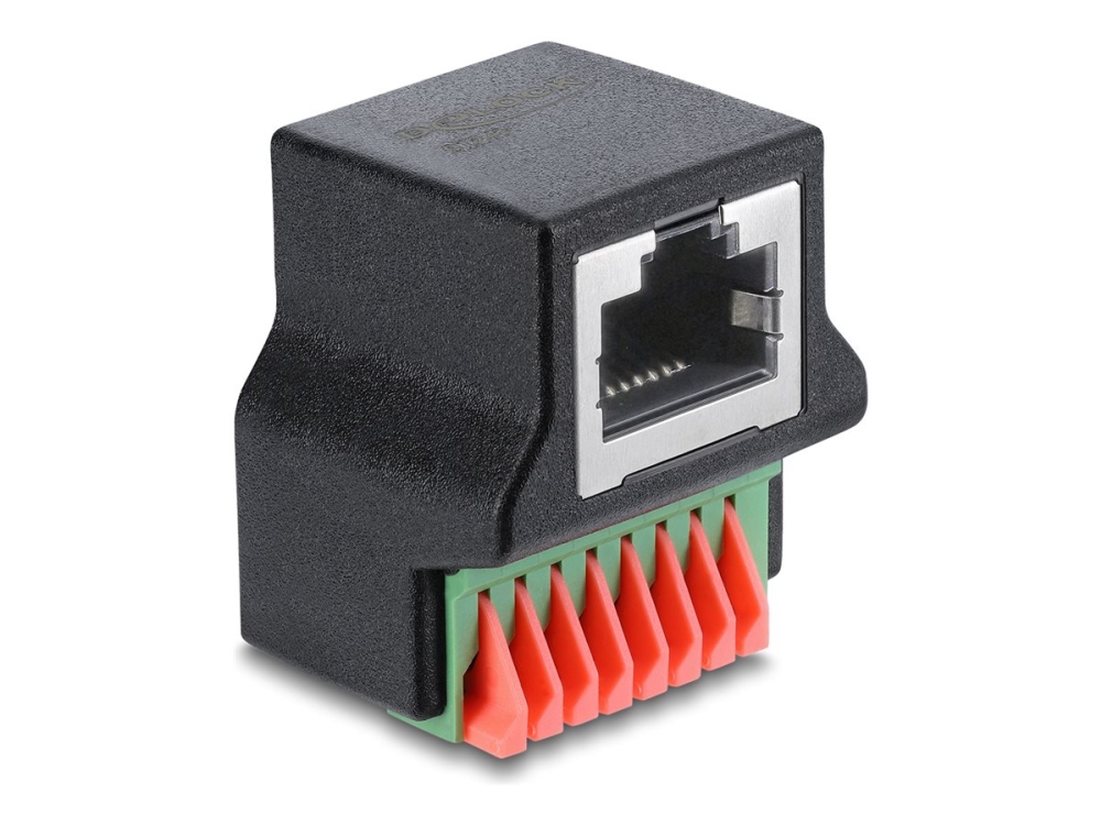Delock - Netværksadapter - Rj-45 (Hun) Vinklet Til 8-Pins Terminalblok Push-On - Sort