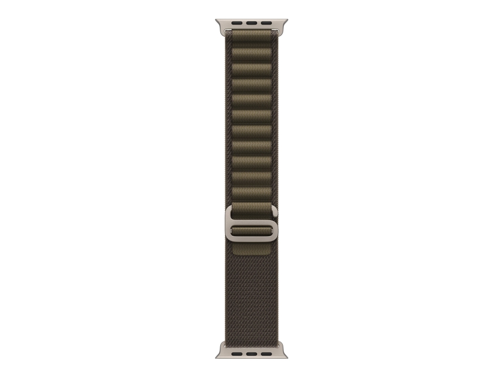 Apple 49 Mm Alpine Loop Dunkeloliv – Medium – Titan Natur, Band, Smartwatch, Olive, Apple, Watch 49 Mm, Recyceltes Polyester, Recycled Spandex, Titan