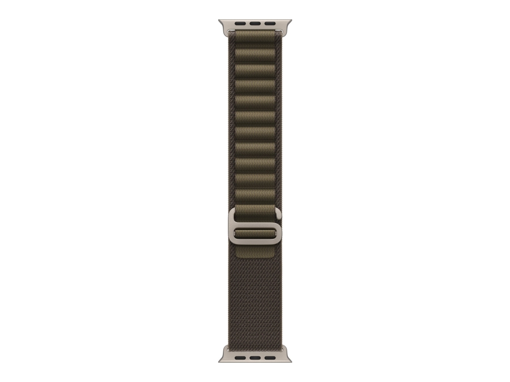 Apple 49 Mm Alpine Loop Dunkeloliv – Small – Titan Natur, Band, Smartwatch, Olive, Apple, Watch 49 Mm, Recyceltes Polyester, Recycled Spandex, Titan