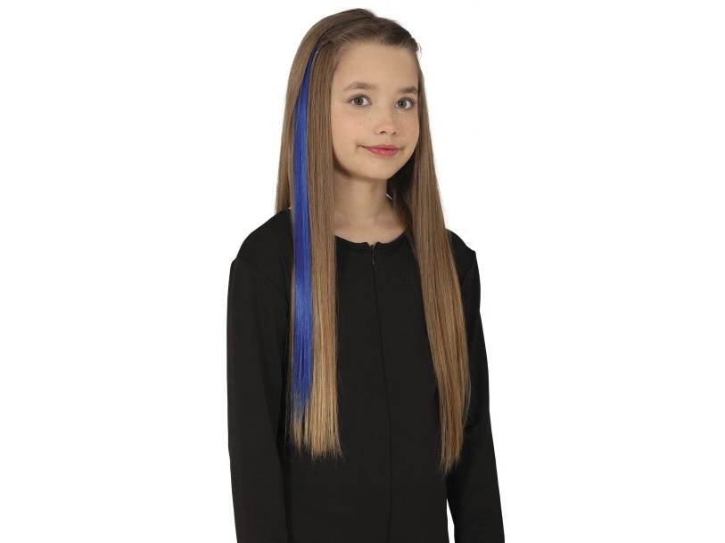 Blaue Haarverlängerungen, 3 Stück À 50 Cm