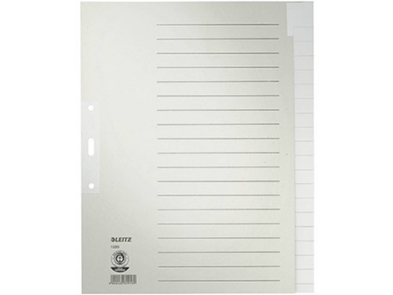 LEITZ dugpapirmapper, blanke, A4 overstørrelse, 20-delt grå, 100 g/m2, perforering: 80 mm, med hulforstærkning af (1220-00-85)