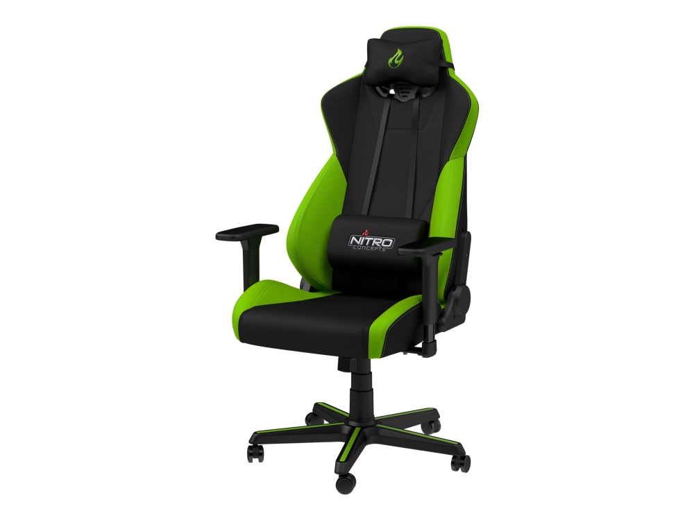 Nitro Concepts S300 - Stol - armstøtter - T-formet - drejeled - nylon, polyurethan, tekstil, stål, koldskum - sort, atomgrøn