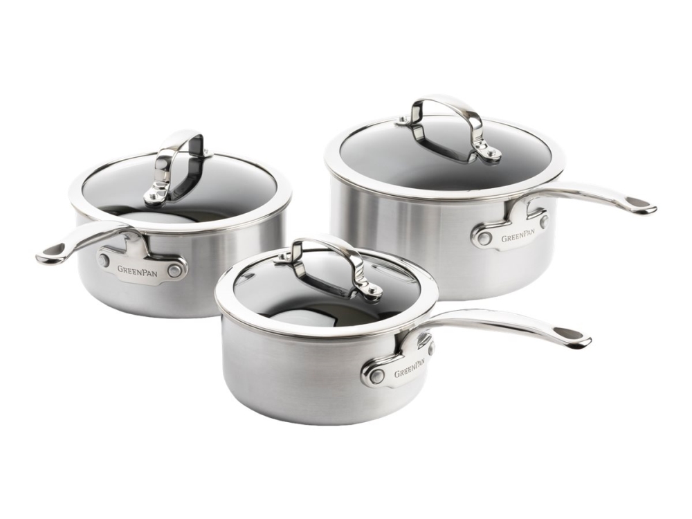 Greenpan Premiere Casserole Set 3-Teilig Edelstahl