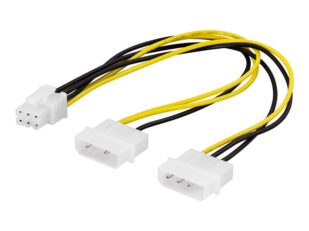 Deltaco – Netzteiladapter – 4-Poliger Interner Stromanschluss (Stecker) Auf 6-Poligen Pcie-Stromanschluss (Stecker) – 25 Cm