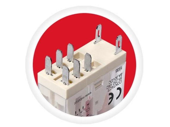 RELPOL Relæ komplet 8A 2 C/O 24VDC, stikbensrelæ med sokkel og LED skrue terminaler