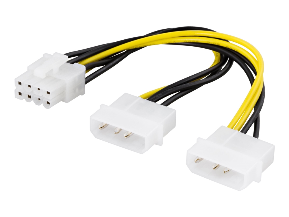 Deltaco Ssi-62 – Netzteiladapter – 8-Poliger Pcie-Stromanschluss (Buchse) Auf 4-Poligen Internen Stromanschluss (5 V) (Stecker) – 30 Cm