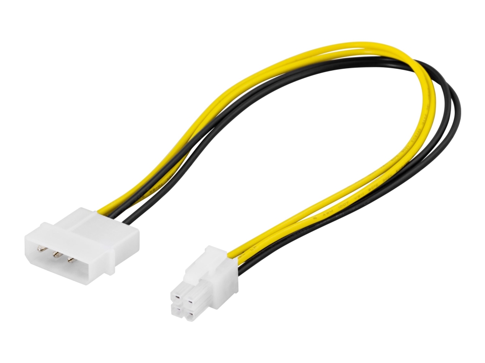 Deltaco – Stromkabel – 4-Poliger Interner Stromanschluss (Stecker) Auf 4-Poligen Atx12v-Anschluss (Buchse) – 30 Cm