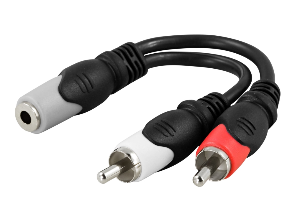Deltaco - Lyd Adapter - Rca Han Til Mini-Phone Stereo 3.5 Mm Hun - 10 Cm