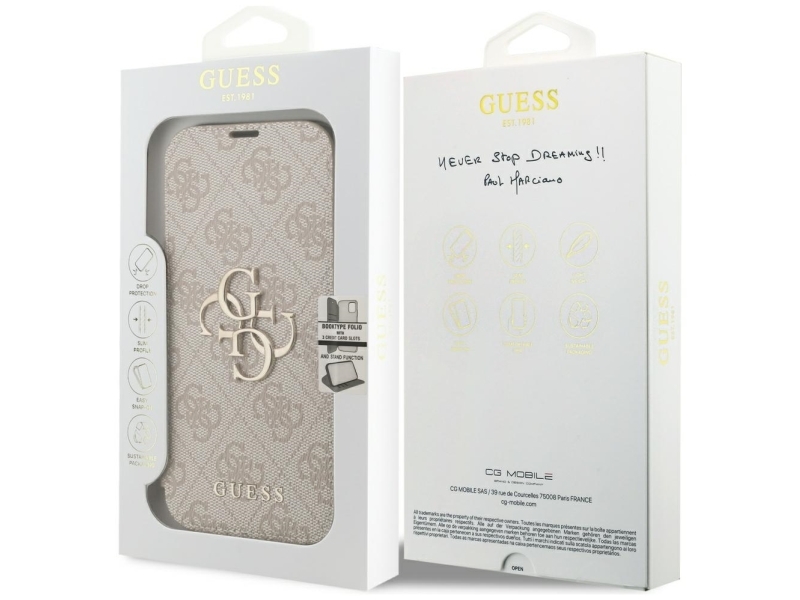 GUESS Book 4G Metal Logo Case for iPhone 18 Pro / 17 Pro - Pink