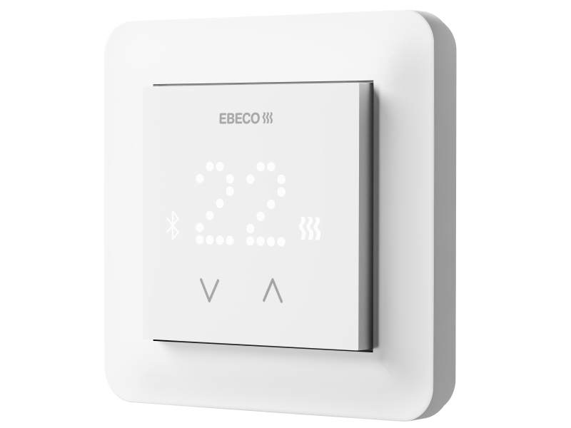 Gulvvarmetermostat med energieffektiv, lokal styring via Bluetooth til Ebeco Connect-appen. Passer til EURO dåser