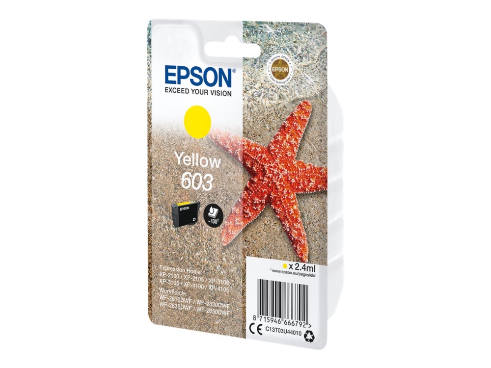 Epson 603 Gelbe Tintenpatrone, 130 Seiten, Für Xp-21Xx/31Xx/41Xx, Wf-28Xx