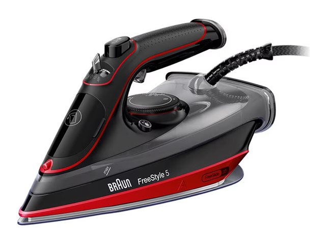 Braun TexStyle 5 SI 5057 RD, Ångstrykjärn, Keramisk stryksula, 2 m, 220 g/min, Svart, Röd, 50 g/min
