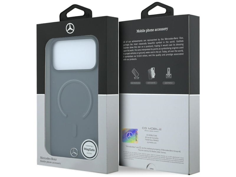 Mercedes Leather 3D MagSafe deklas, skirtas iPhone 18 Pro Max / 17 Pro Max – antracitas