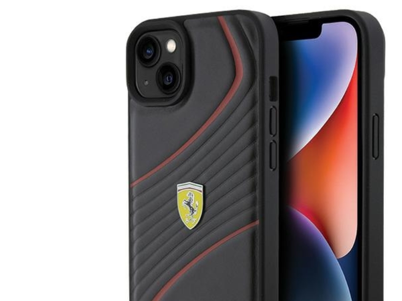 Apple Iphone 15 Plus Ferrari Dėklas Twist Metall Logo (Fehcp15mptwk) Juodos Spalvos
