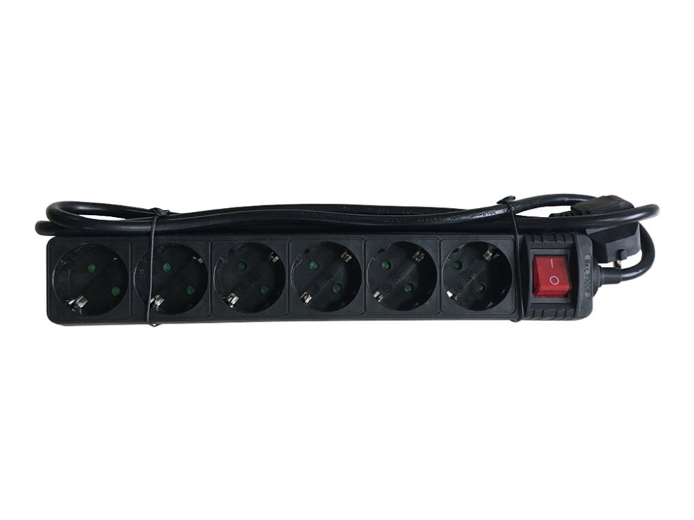 M-Cab Pow0028 Eco Line Steckdosenleiste 6-Fach, 1,5 M, 16 A, 3680 W, Schwarz