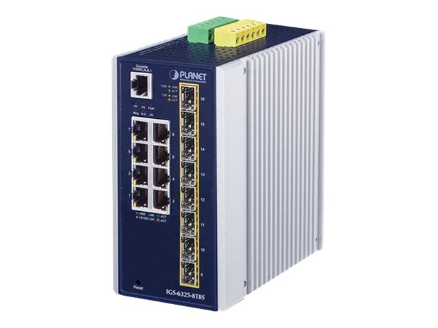 Planet Ip30 Industrial L3 8-Port, Managed, L3, Gigabit Ethernet (10/100/1000), Vollduplex, Wandmontage