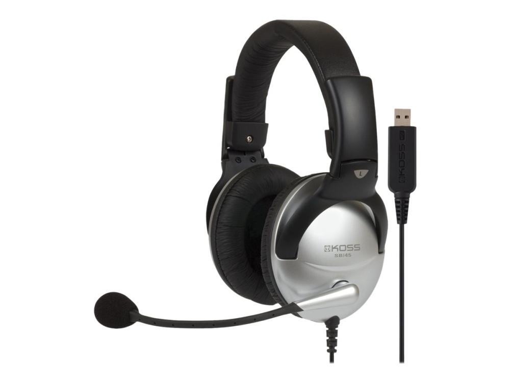 Koss Sb45 Usb, Kabelgebunden, Büro/Callcenter, 18 - 20000 Hz, Kopfhörer, Schwarz, Silber