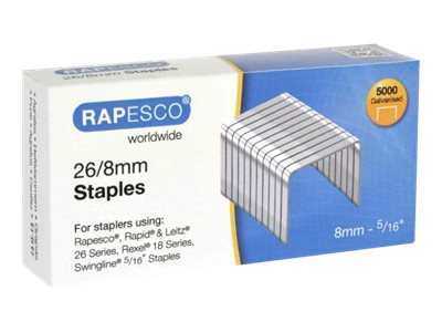 Rapesco - Hæfteklammer - 26/8 - 8 mm - stål - zinkbelagt - pakke med 5000