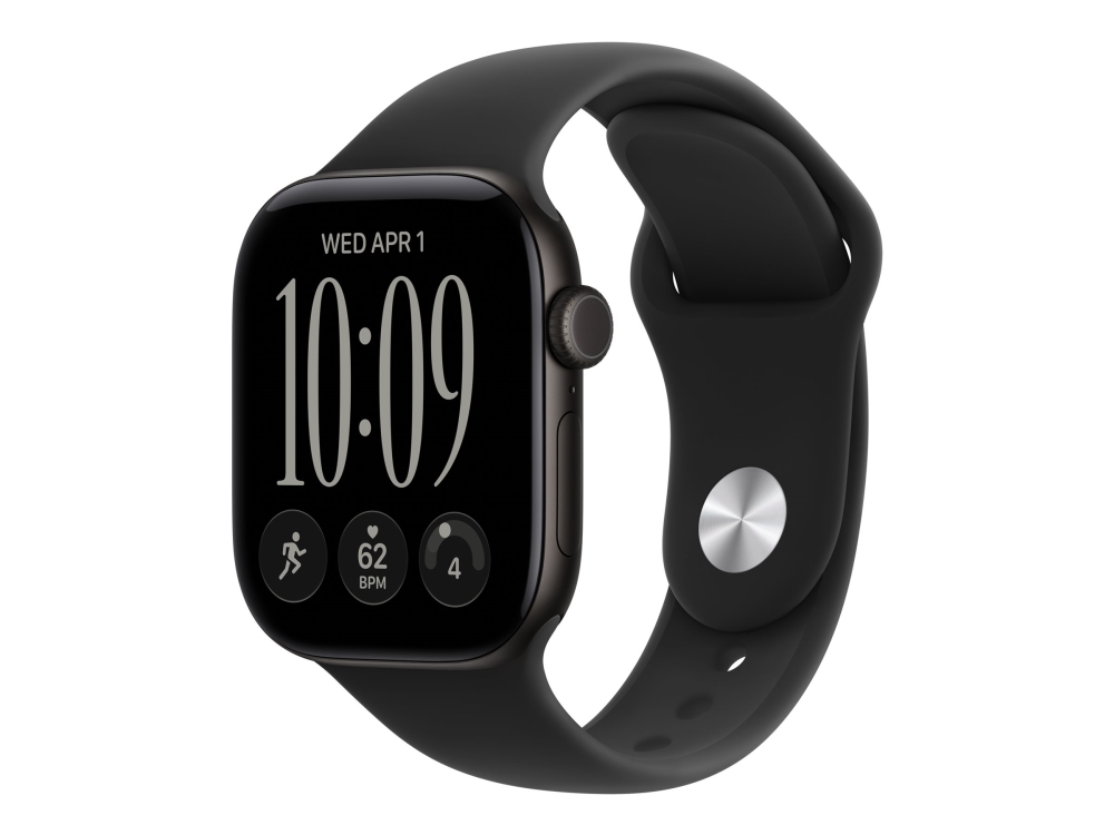 Apple Watch Series 12 (GPS + Cellular) - 42 mm - svart aluminium - smart klocka med sportband - gummi - svart - band: M/L - 64 GB - Bluetooth, Wi-Fi 4, UWB, LTE - 5G - 31.5 g