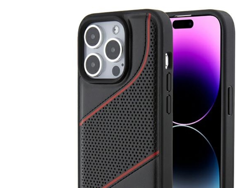 Ferrari Metallgehäuse Mit Perforiertem Waves-Logo Für Iphone 15 Pro - Schwarz