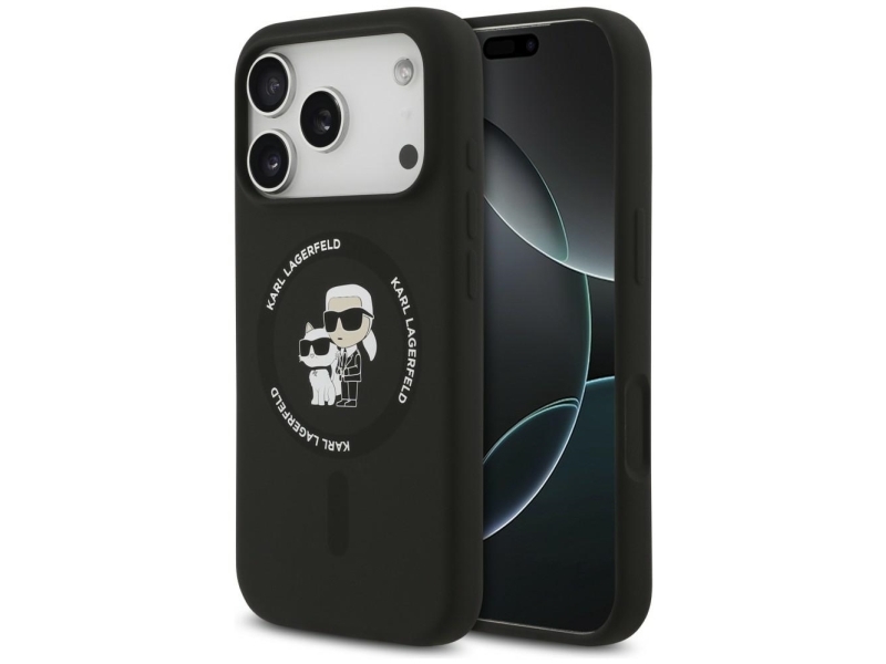 Karl Lagerfeld Silicone Karl&Ampchoupette Ring Magsafe Case For Iphone 18 Pro Max / Iphone 17 Pro Max - Black